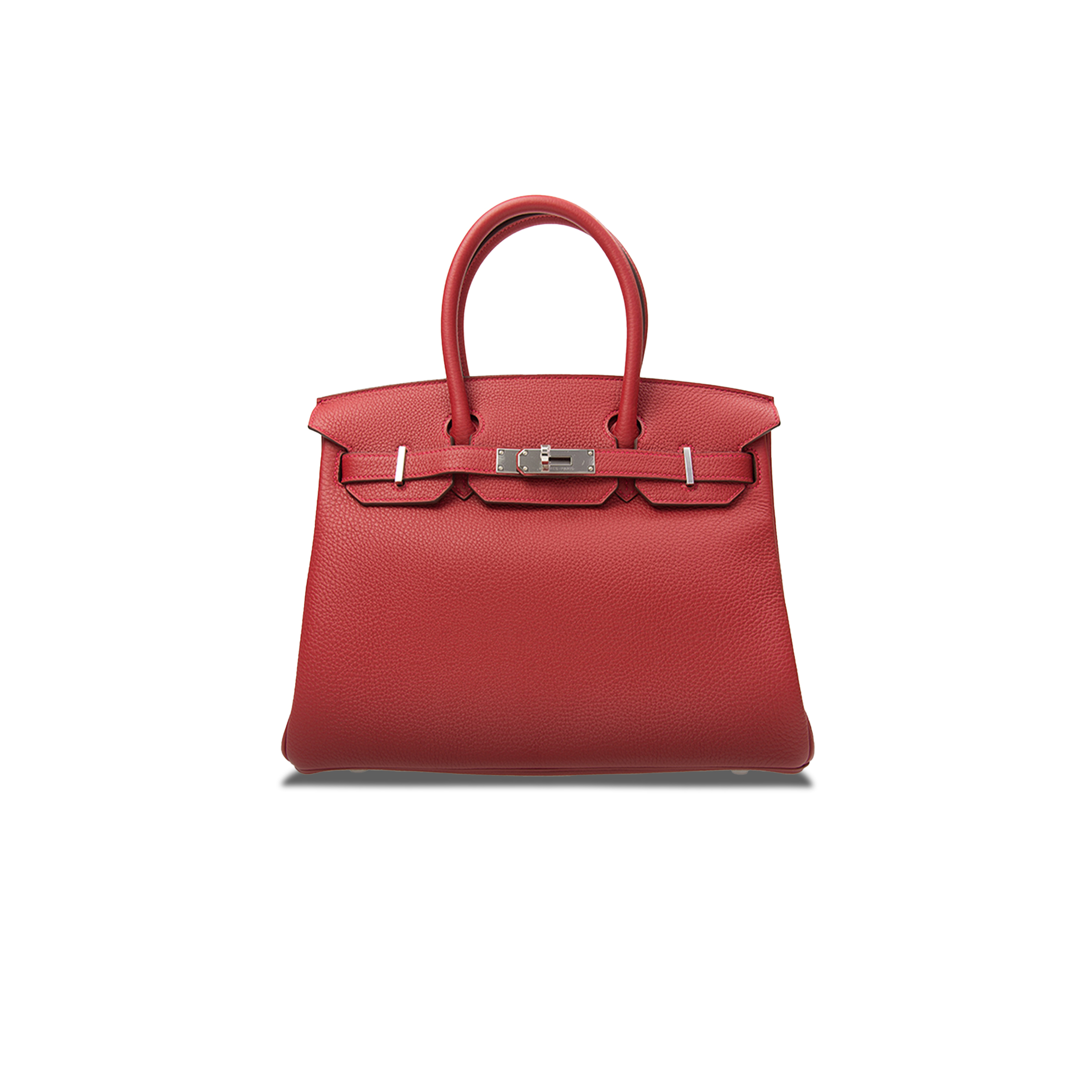 HERMÈS BIRKIN 35 TOGO LEATHER FLAG RED SILVER BUCKLE BAG H028369CK05 (35*28*18cm)